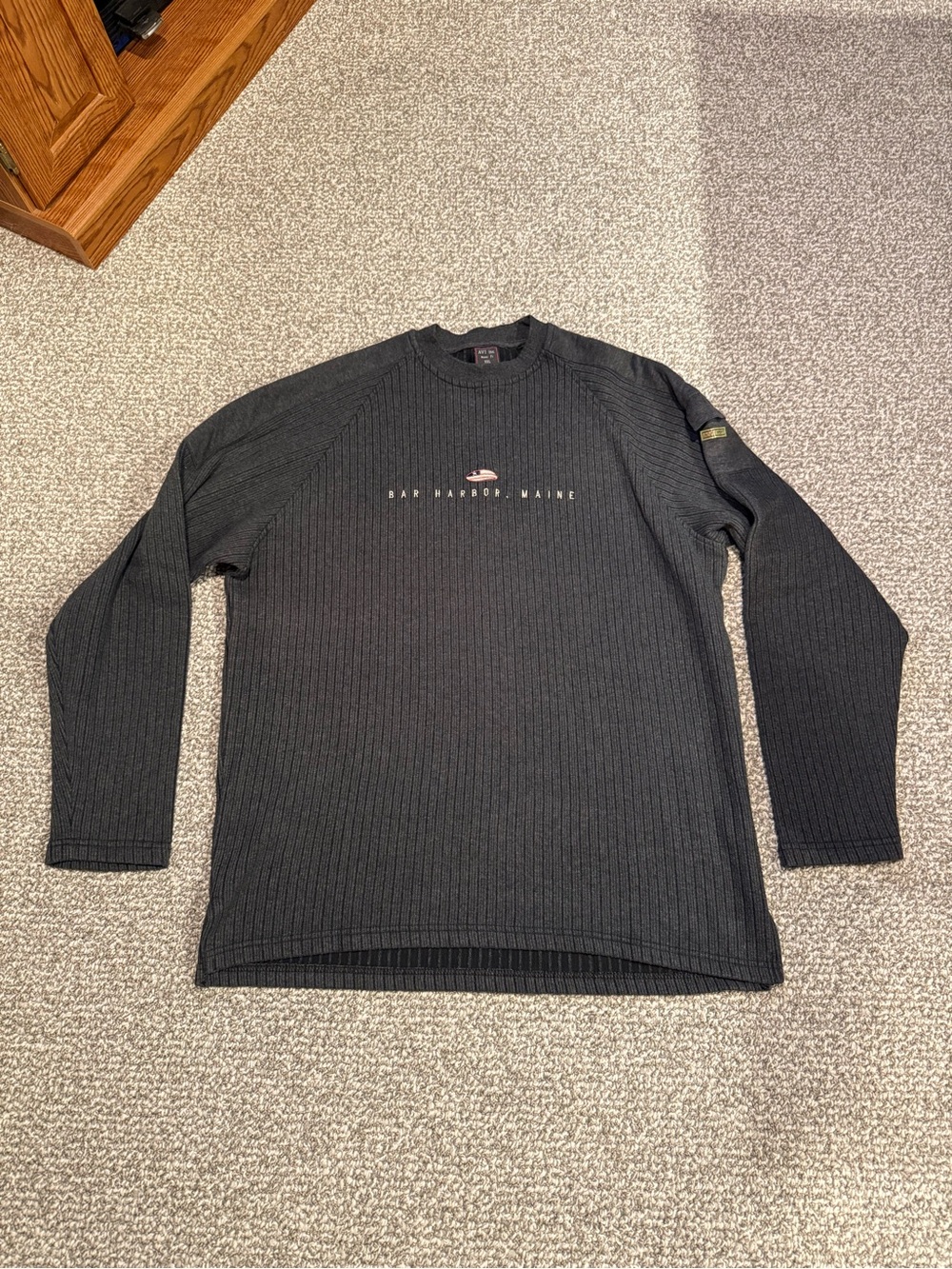 Vintage Bar Harbor Maine Crewneck Sweater Ribbed Design